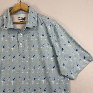 Straight Down Golf Polo Shirt Mermaid All Over Print Mens Size‎ Large Blue AOP